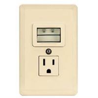 night light single receptacle outlet, ivory