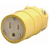 ground cord plug connector, 125v/15a yellow