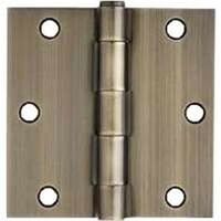 Square Corner Residential Door Hinge Antique Brass, 3 1/2"