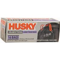 husky drawstring trash bags, 33 gals