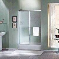 Rain Textured Glass Shower Door, 69 9/16in. x 59in. Silver
