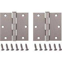 Square Corner Door Hinge, 3 1/2in. x 3 1/2in. Satin Nickel