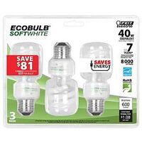 Mini Twist Compact Fluorescent Light Bulbs, 40 Watt Replacement