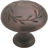 cabinet knob with decorative leaf, 1 1/4in. bronze