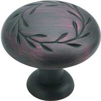 Cabinet Knob with Decorative Leaf, 1 1/4in. Bronze