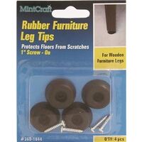 Rubber Leg Tips Black with Screw, 1in.