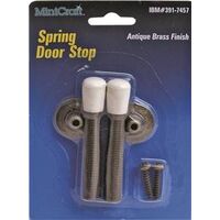 Heavy Duty Spring Door Stop Antique Brass
