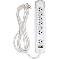 seven outlet surge strip with 10in. cord, white