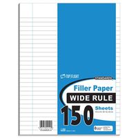wide rule filler paper, 10 1/2in. x 8in.