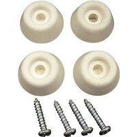 Rubber Screw Bumper Pads, 1" White