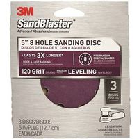 eight hole sanding disc 120 grit, 5in. 3 pk