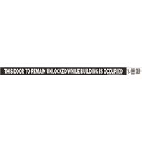 this door remain unlocked door decal, 1.5in. x 28in.