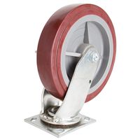 plate caster with brake, 8in. x 2in. polyurethane