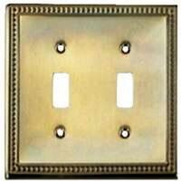 Double Switch Wall Plate, Antique Brass