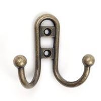 double robe hook, antique brass