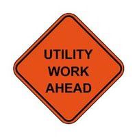 in.utility work aheadin. sign, 48in.