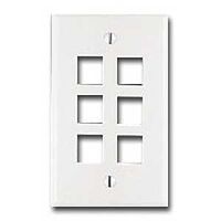 6 port wall plate white    