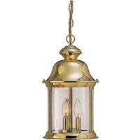 Outdoor Ceiling Mount Pendant Lantern, Polished Brass