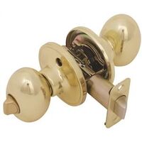 Egg-Shape Privacy Knob, Polished Brass