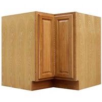 corner base cabinet, oak 36in.