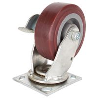 plate caster with brake, 5in. x 2in. polyurethane