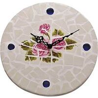 rose mosaic outdoor clock