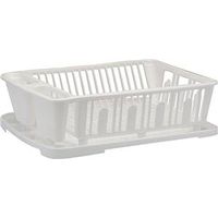 dish rack & drain mat sink set, white