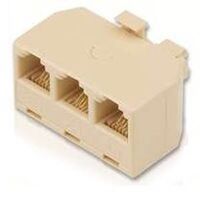 Three Line Triplex Phone Adaptor, Almond