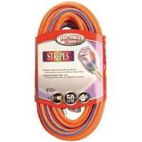 extension cord, 12/3 gauge x 100 orange & blue