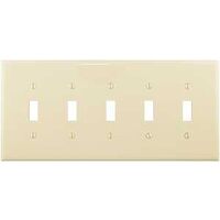 Five Gang Toggle Switch Plate, Almond