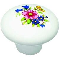 1 3/8" Ceramic Knob with Floral