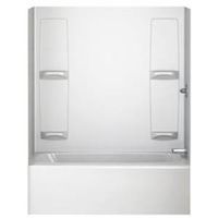 bathtub wall set with four shelves, white
