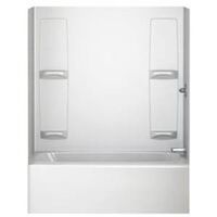 bathtub wall set with four shelves, white