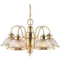Boston Harbor Five Light Chandelier, Polished Brass