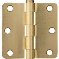 Round Corner Residential Door Hinge Satin Brass, 3in.  