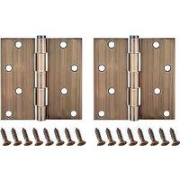 Square Corner Door Hinge, 4in. x4in. Antique Brass