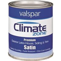 climate zone exterior latex house paint, 1 qt satin white