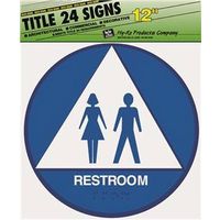 blue round unisex sign, 12in.