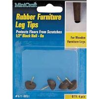 Rubber Leg Tips Black Nail On, 1/2in.