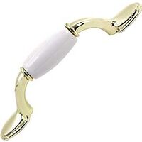 Polished Brass Pull with Ceramic, 3in.