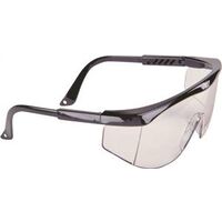 black safety glasses, clear lens