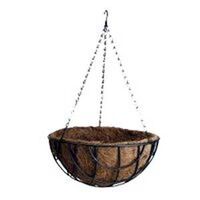 Hanging Basket Planter with Liner, 14" Black