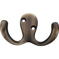 Double Prong Robe Hook, Brass
