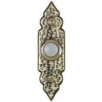 white lighted button with brass housing