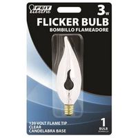 candle base flame clear bulb, 3 watt 