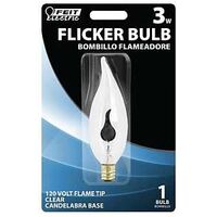 candle base flame clear bulb, 3 watt 