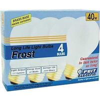 Brass Base Frosted Incandescent Bulbs, 40 Watt