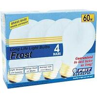 Brass Base Frosted Incandescent Bulbs, 60 Watt