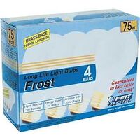 Brass Base Frosted Incandescent Bulbs, 75 Watt