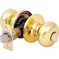 Privacy Knob with Adjustable Latch, Polished Brass